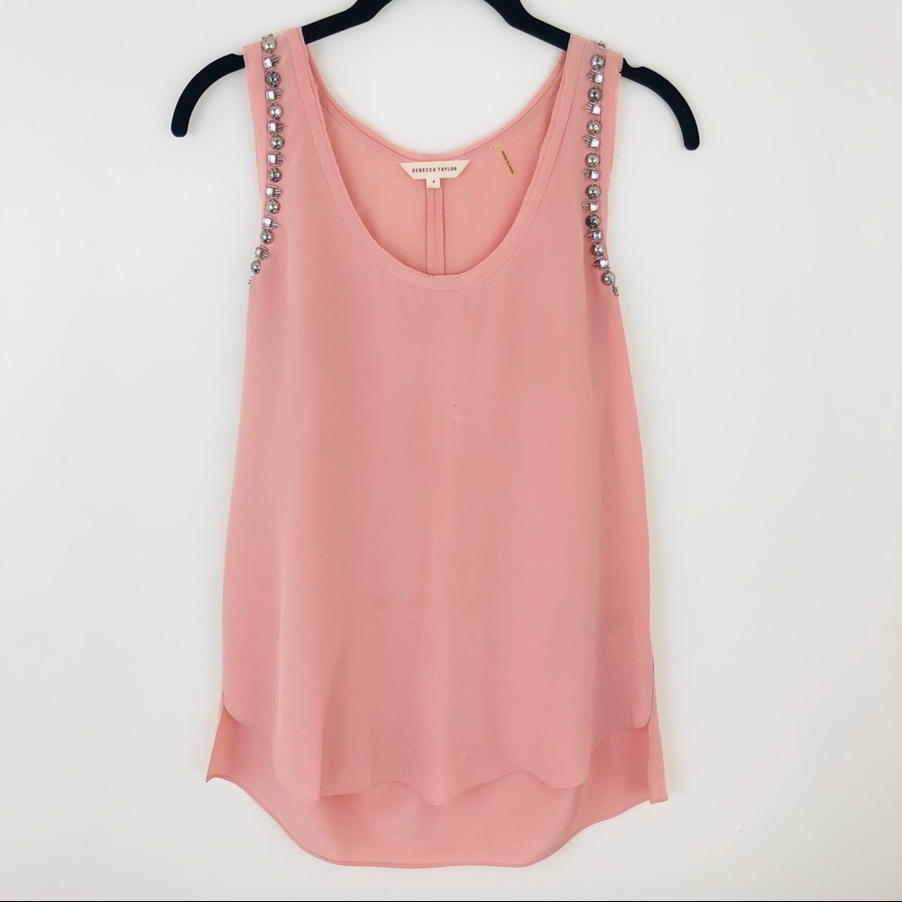 Rebecca Taylor Silk Jeweled Tank Top